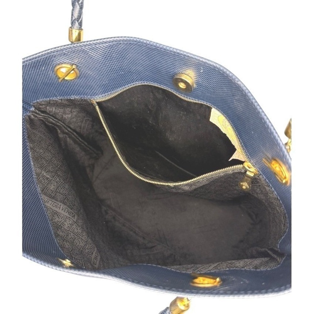 Bottega Veneta Vintage Textured Leather Tote – Navy, Braided Straps, Gold Hware - Picture 11 of 14
